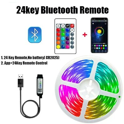 #ad 5M RGB 5050 Bluetooth LED Strip light SMD 44 Key Remote 5V US Power Full Kit $10.97
