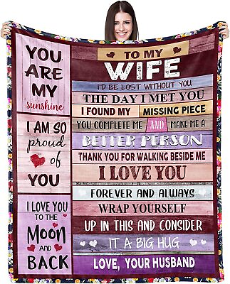#ad To my wife Travel Blanket 50x60#x27; microfiber fleece Great Mother#x27;s Day Gift $14.37