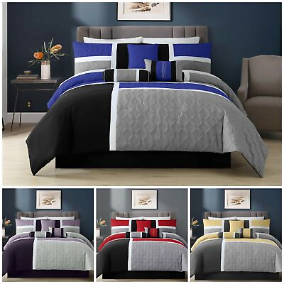 #ad Chezmoi Collection 7 Piece Patchwork Bedding Set Medallion Quilted Comforter Set $84.99