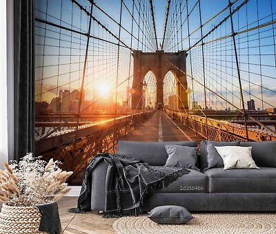 #ad 3D Brooklyn Bridge Sunset Wallpaper Wall Mural Peel and Stick Wallpaper 435 AU $349.99