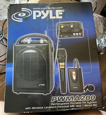 #ad Pyle Pro Audio PWMA200 Rechargeable P.A. System W Wireless Lavalier amp; Wired Mic $55.65