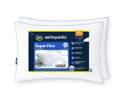 #ad 2 Pack Sertapedic Super Firm Bed Pillow Standard Queen and King Size White $22.66