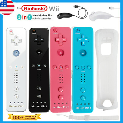 #ad Built in Motion Plus Remote Controller amp; Nunchuck For Nintendo Wii Wii U w Case $31.34