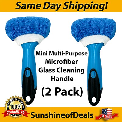 #ad Mini Windshield Car Electronics Glass Cleaner Handle Wand Microfiber Cloth 2Pack $6.99