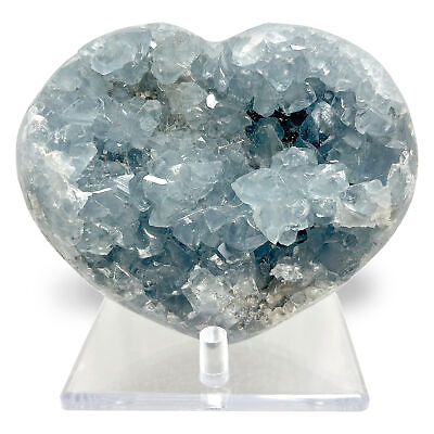 #ad Natural Heart Shaped Celestite Gemstone Crystal Cluster Geode Specimen 2.2 Lb $63.99