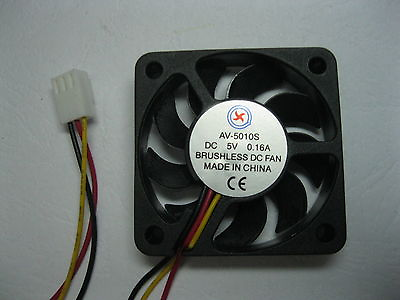 #ad 10 pcs Brushless DC Cooling Blade Fan 5V 5010S 50x50x10mm 3 Wire Sleeve Bearing $30.38