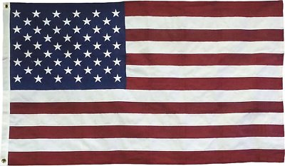 #ad 3x5 USA American 50 Stars Embroidered Sewn Cotton Flag USA Hand Made 2 Grommets $42.88