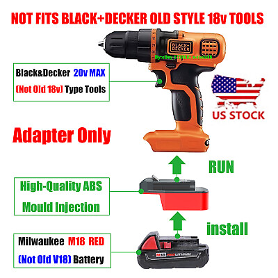 #ad Milwaukee M18 Battery Convert To Black amp; Decker 20V MAX Li Ion Type Tool Adapter $17.62