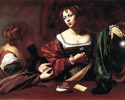 #ad Martha and Mary Magdalene 1598 by Caravaggi art painting print $12.99