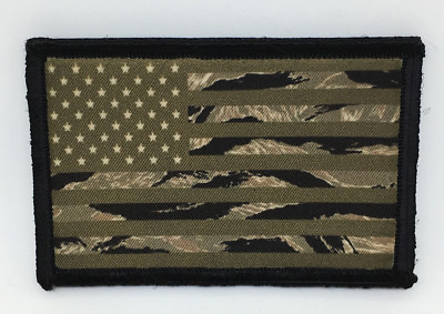 #ad OD Tiger Stripe Camo USA Flag Morale Patch Tactical ARMY Hook Military Subdued $8.49