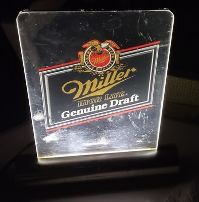 #ad Vintage Miller Genuine Draft Beer High Life light up sign works 1986 Lucite $19.99