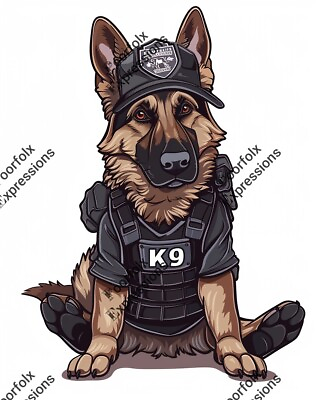 #ad Set Of 5 Original Digital Art Images Of Various German Shepherd Dog Puppy K9 $2.95
