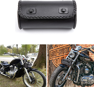 #ad Motorcycle Handlebar Bag Motorcycle Fork Tool Bag Universal Small Leather Sadd $29.16