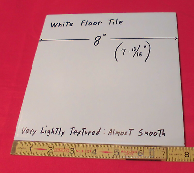 #ad 1 pc. *White* Ceramic Floor Tile 8quot; Very Lightly Textured; almost smooth...New $12.55