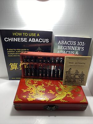 #ad Abacus With Phoenix Dragon Case Bead Arithmetic Vintage And Books BB10 $80.00