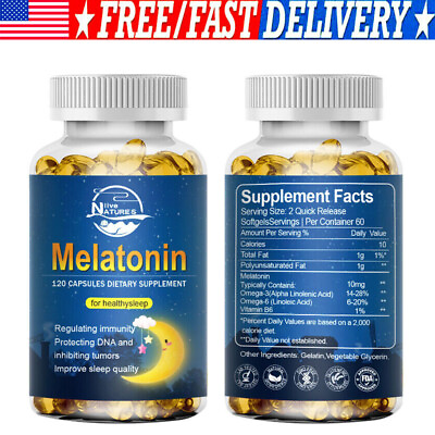 #ad Natural Melatonin 10mg Capsules Dietary Supplement Sleep Aid120count Deep Sleep $13.87