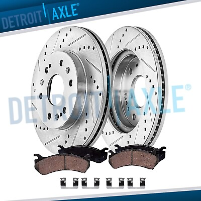 #ad Front Drilled Rotors Brake Pads for Chevy Silverado 1500 Avalanche GMC Yukon XL $127.42