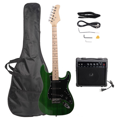#ad Green Electric Guitar with Amp Case and Accessories Pack Beginner Full Size $119.99