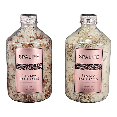 #ad Spa Life Tea Spa Soothing Bath Salts 17.6 oz Choice of Either Lavender or Rose $11.99