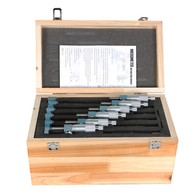 #ad 0 6quot; 0.0001quot; Premium Outside Micrometer Set W Carbide Tip Wooden Case $88.99