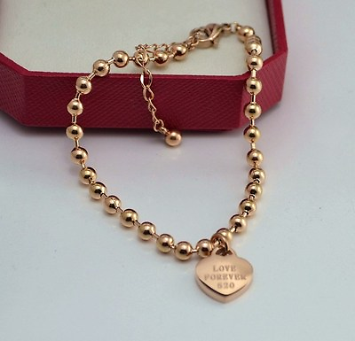 #ad Love Forever Heart Rose Gold Link Chain Stainless Steel Gift Anklet Bracelet P10 $4.95