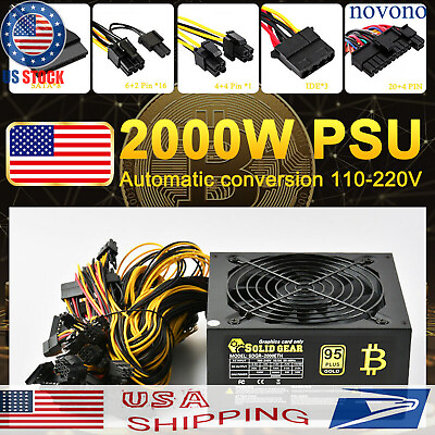 #ad NEW 2000W GPU Miner Power Supply PSU 110V 16 62 PCIE US $75.00