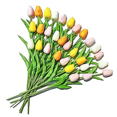 #ad 30pcs Colorful Artificial Tulip Flowers with Soft Latex Materials for Mother#x27;... $35.94