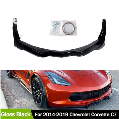 #ad Front Lip SplitterSide Winglets For 14 19 Corvette C7 Z06 Stage 3 Gloss Black $200.00