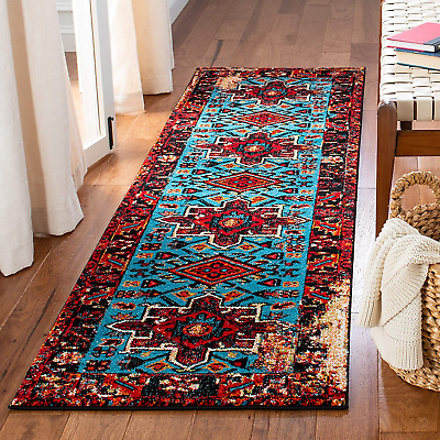 #ad Vintage Hamadan Collection 2#x27;3quot; X 8#x27; Red Light Blue Runner Rug Oriental $67.79