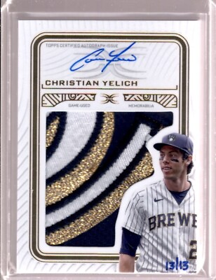 #ad CHRISTIAN YELICH 2023 Topps Definitive Ultra Game Used 3Clr Logo Patch Auto # 13 $119.99