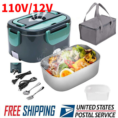 #ad 110V Electric Heating Lunch Box Portable for Car Office Food Warmer Container US $12.99