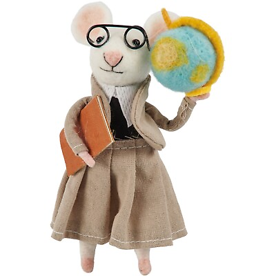#ad Primitives By Kathy Felt Teacher Mouse Ornament Critter Appreciation Gift School $14.95