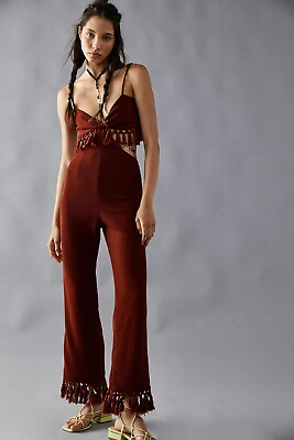 #ad Free People x Saylor Sterling Ribbed Fringe Jumpsuit XS $299 $199.00