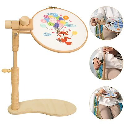 #ad Embroidery Stand Holder Hands Free Embroidery Hoop Stand Beech Wood Embroi... $39.42
