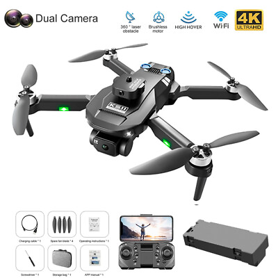 #ad RC Drone Brushless Motor Foldable Quadcopter with 4K HD Dual Cameras f Kids R5N3 $29.43