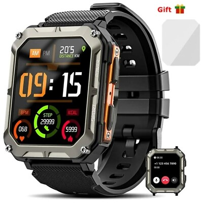 #ad Military Smart Watch Men Answer Make Calls BP HR Monitor Fitness Tracker Watch $26.99