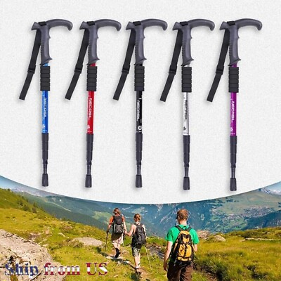 #ad Trekking Stick Walking Hiking Poles Adjustable Folding Anti Shock Sticks $9.59