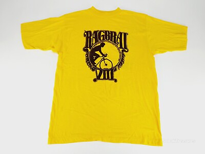 #ad Vintage 1980 Collegiate Pacific T Shirt Mens XL Ragbrai VIII Yellow Biking 80s $27.77