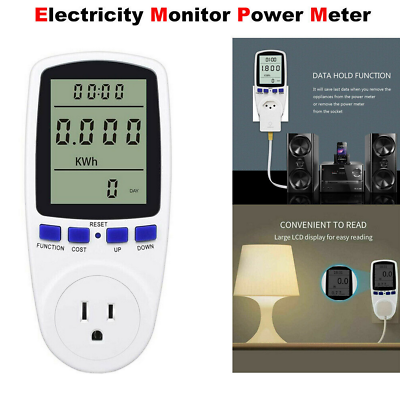 Electricity Usage Monitor Plug Power Watt Voltage Amps Meter Energy Saving 8Mode $12.39