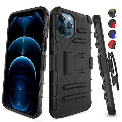 #ad For iPhone 12 11 Pro Max Mini Case Hard Shockproof Belt Clip Holster Kickstand $3.95