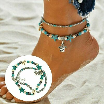 #ad Boho Ankle Bracelet Silver Tone Women#x27;s Fashion Beaded Adjustable Beach Anklet $4.40