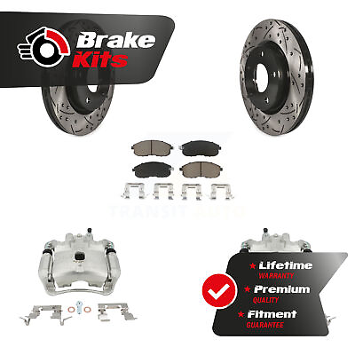 #ad Front Brake Caliper Drill Slot Rotor Ceramic Pad Kit For 2013 2019 Nissan Sentra $225.07