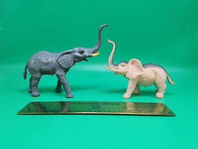 #ad Elephant Toy Figure Lot Nature Jungle African Safari Wild Animal Pink amp; Gray Set $7.99