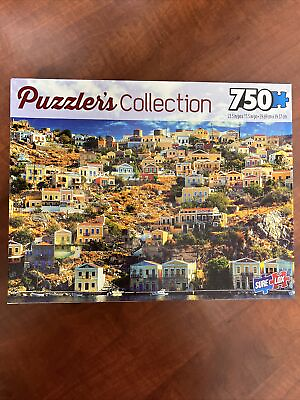 #ad Puzzlers Collection Greek Island of Symi 750 pieces Sure Lox 23.5”x15.5” comp $17.75