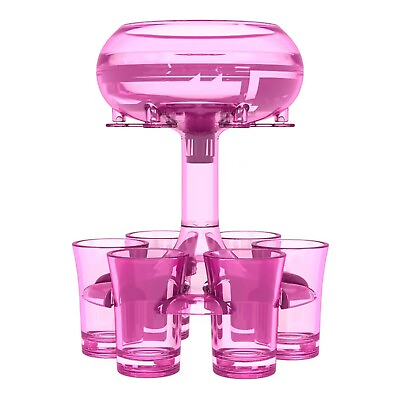 #ad 6 Shot Glass Dispenser and Glass Shot Glasses Set. 32oz Liquor Dispenser PINK $29.99