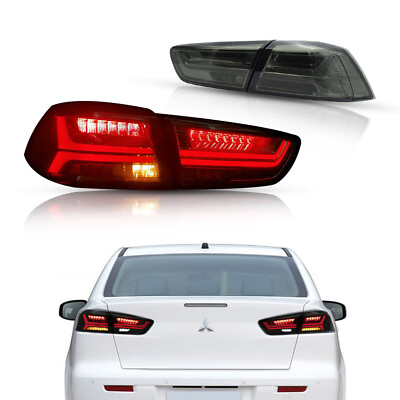#ad Pair Rear Smoked LED Tail lights For 08 17 Mitsubishi Lancer w Dynamic Indicator $151.99