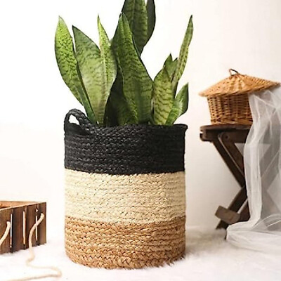 #ad Natural Jute Hand Storage Basket With Handle For Multicolor Home amp; Bathroom $28.11
