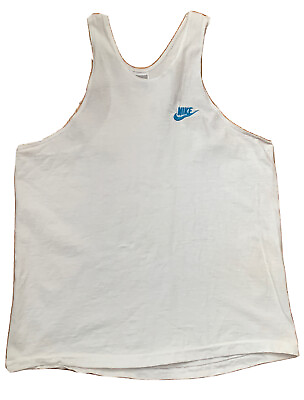 #ad Nike Womens Top Running Racerback Vintage Logo Embroidered Cotton White Small $13.99