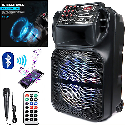 #ad Portable Bluetooth Party Speaker 12” 15” Loud Subwoofer Heavy Bass System Mic FM $95.99