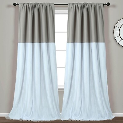 #ad 2 Panels Blackout Tulle Skirt Window Curtains for Bedroom 52#x27;#x27;X84#x27;#x27; $41.39